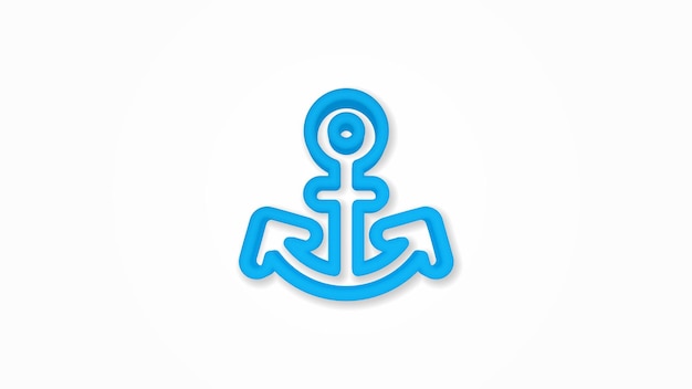 Anchor 3d line flat color icon Realistic vector illustration Pictogram isolated Top view