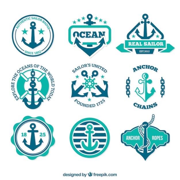 Anchor badges in retro style