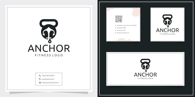 Anchor barbell sports logo design