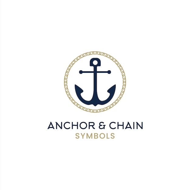 Anchor and chain circular logo for harbor marine cruise design inspiration