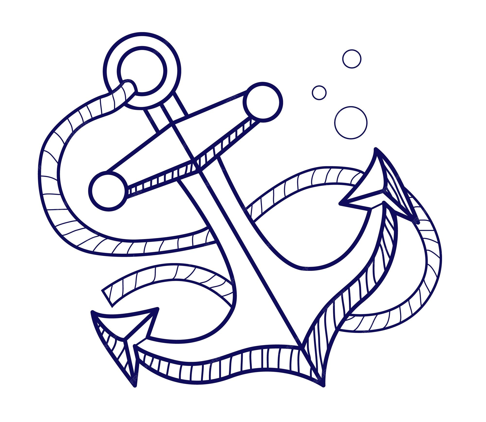 Premium Vector | Anchor in doodle style.
