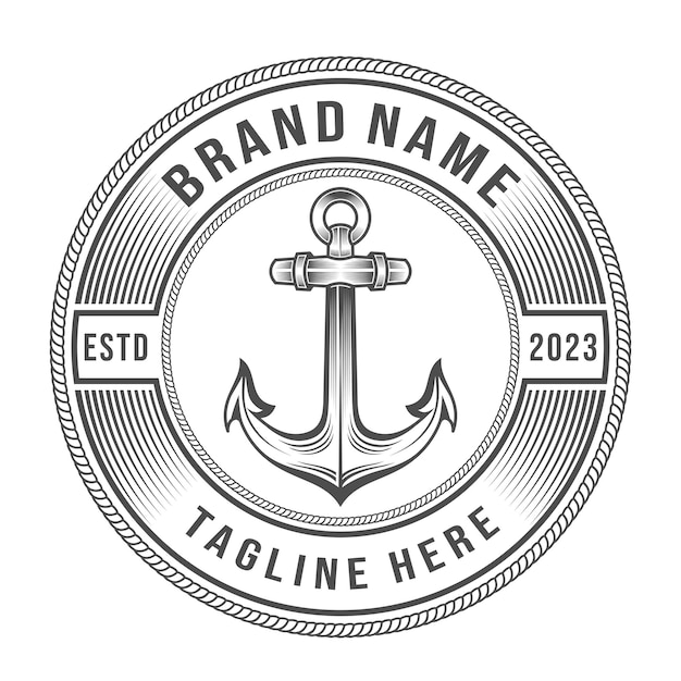 anchor emblem logo design in vintage style