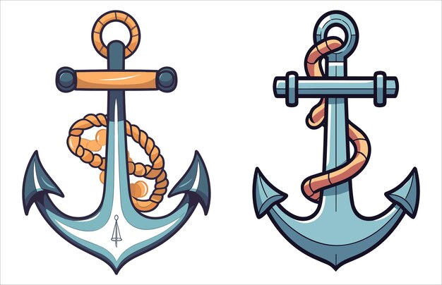 Vector anchor flat vector illustration nautical anchor icon