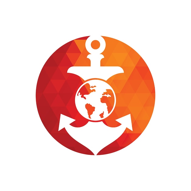 Anchor Globe Logo Template Anchor and planet logo combination Marine and world symbol or icon