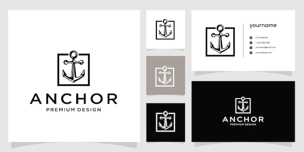 Якорная группа логотип вектор визитная карточка значок иллюстрации дизайн Premium векторы
