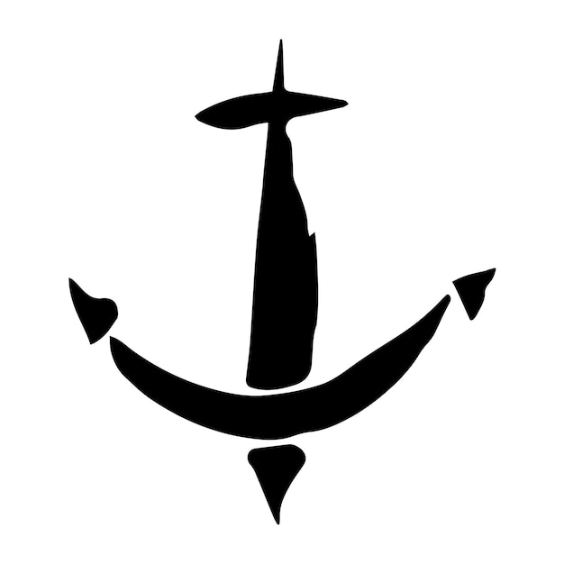 Vector anchor hand painted with black ink brush