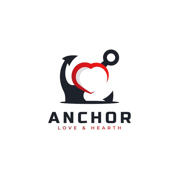 Anchor and heart icon logo symbol template