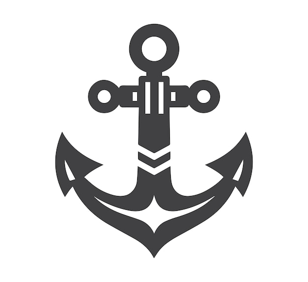 Икона якорь Якорь морская икона простая иллюстрация Векторная черно-белая икона якоря