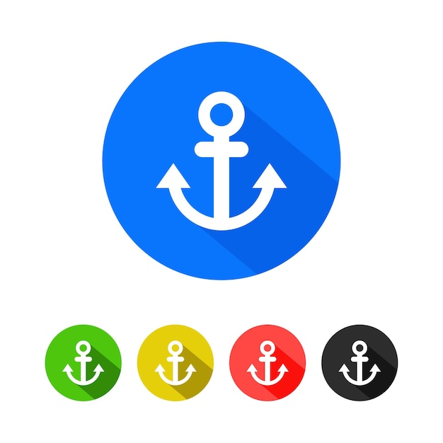 Vector anchor icons set of different color