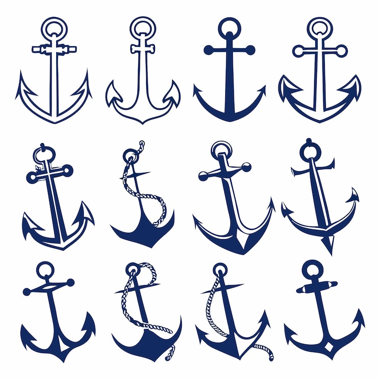 Vector anchor icons set