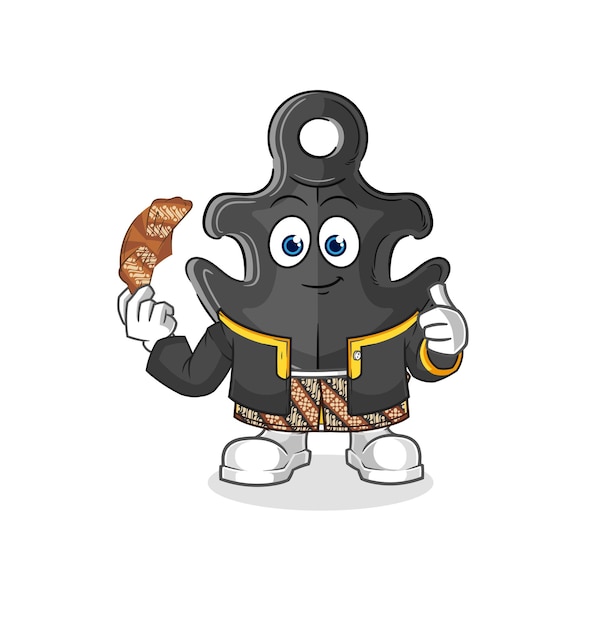 Anchor javanese character cartoon mascot vector