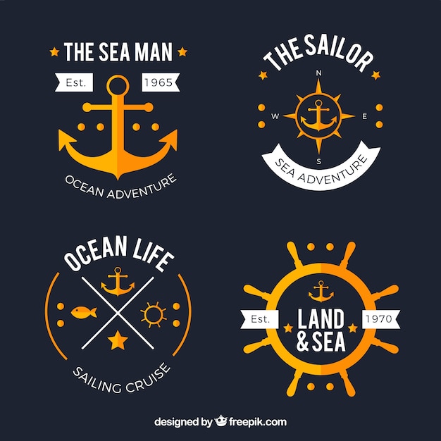 Vector anchor label collection of four