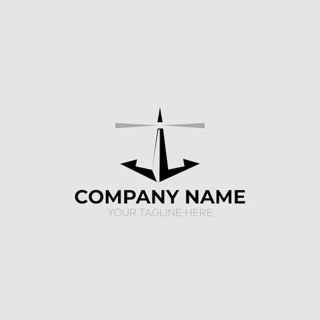 Шаблон дизайна логотипа якоря черно-белый логотип