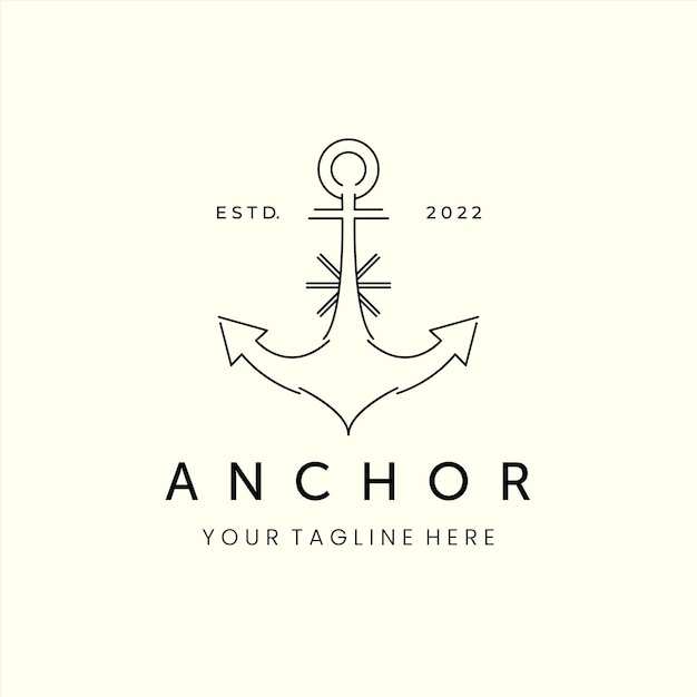 Anchor logo minimalist line art icon illustration template design