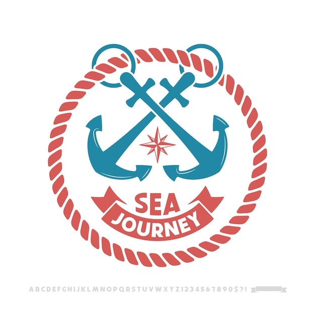 Vector anchor logo, nautical emblem.