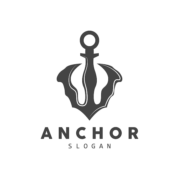 Anchor Logo Ocean Ship Vector Simple Minimalist Design Anchor Icon Spartan Ocean Symbol Template Illustration