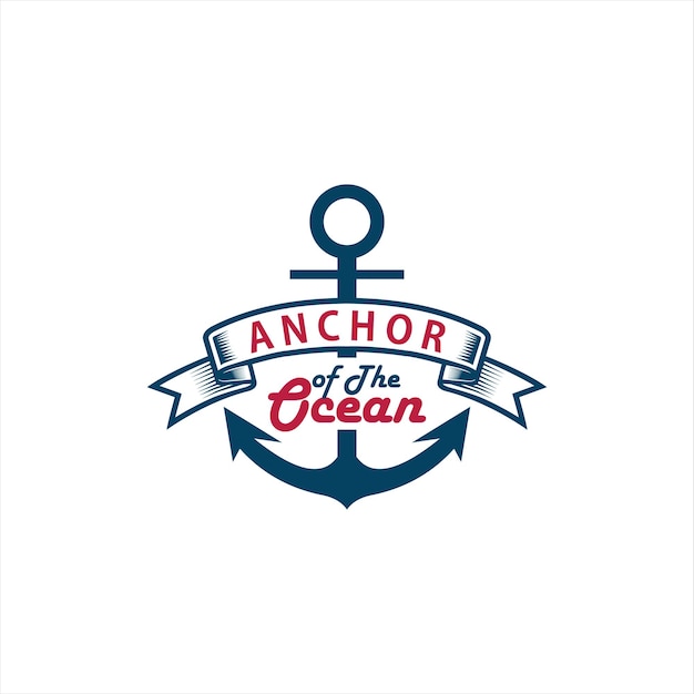 Anchor logo simple blue ribbon badge