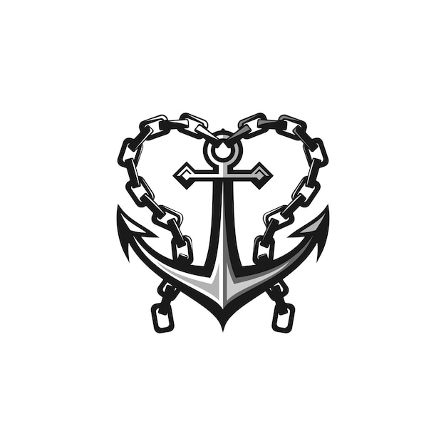 Vector anchor logo with chains forming love