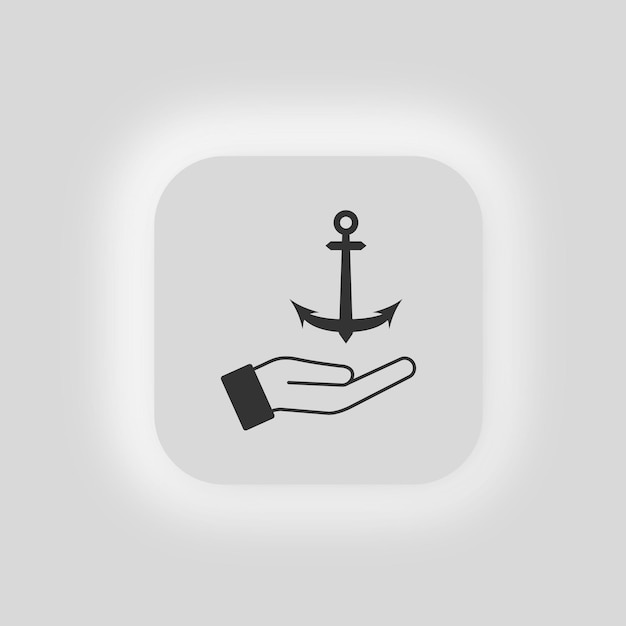 Anchor an open palm icon Ship brake illustration symbol captain vector