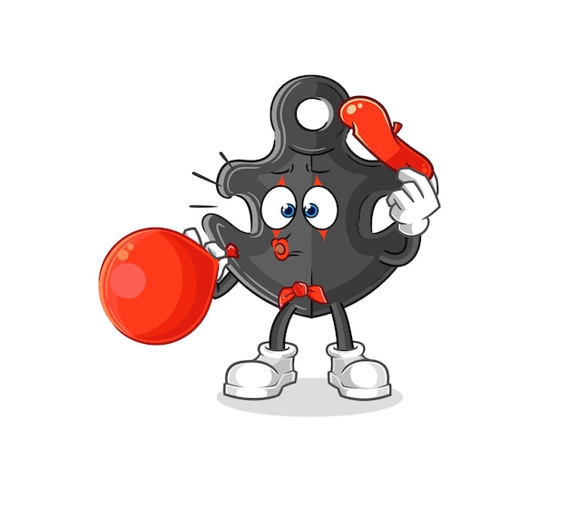 Anchor pantomime blowing balloon cartoon mascot vector