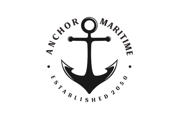보트 해군 항해에 대한 소박한 손으로 그린 빈티지 레트로 소식통 간단한 로고 디자인 앵커