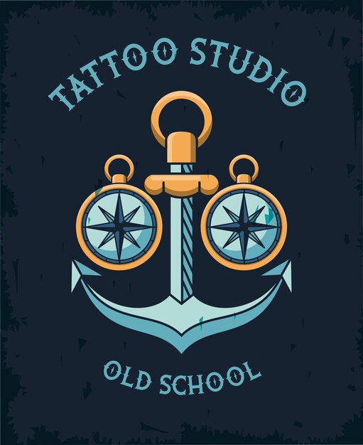 Logo dello studio del tatuaggio di ancoraggio