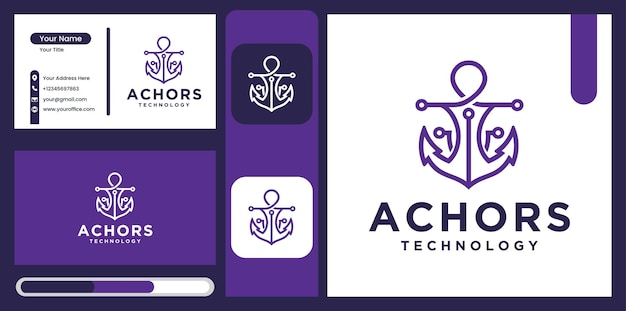 Anchor technology logo design template luxury marine marine anchor symbol