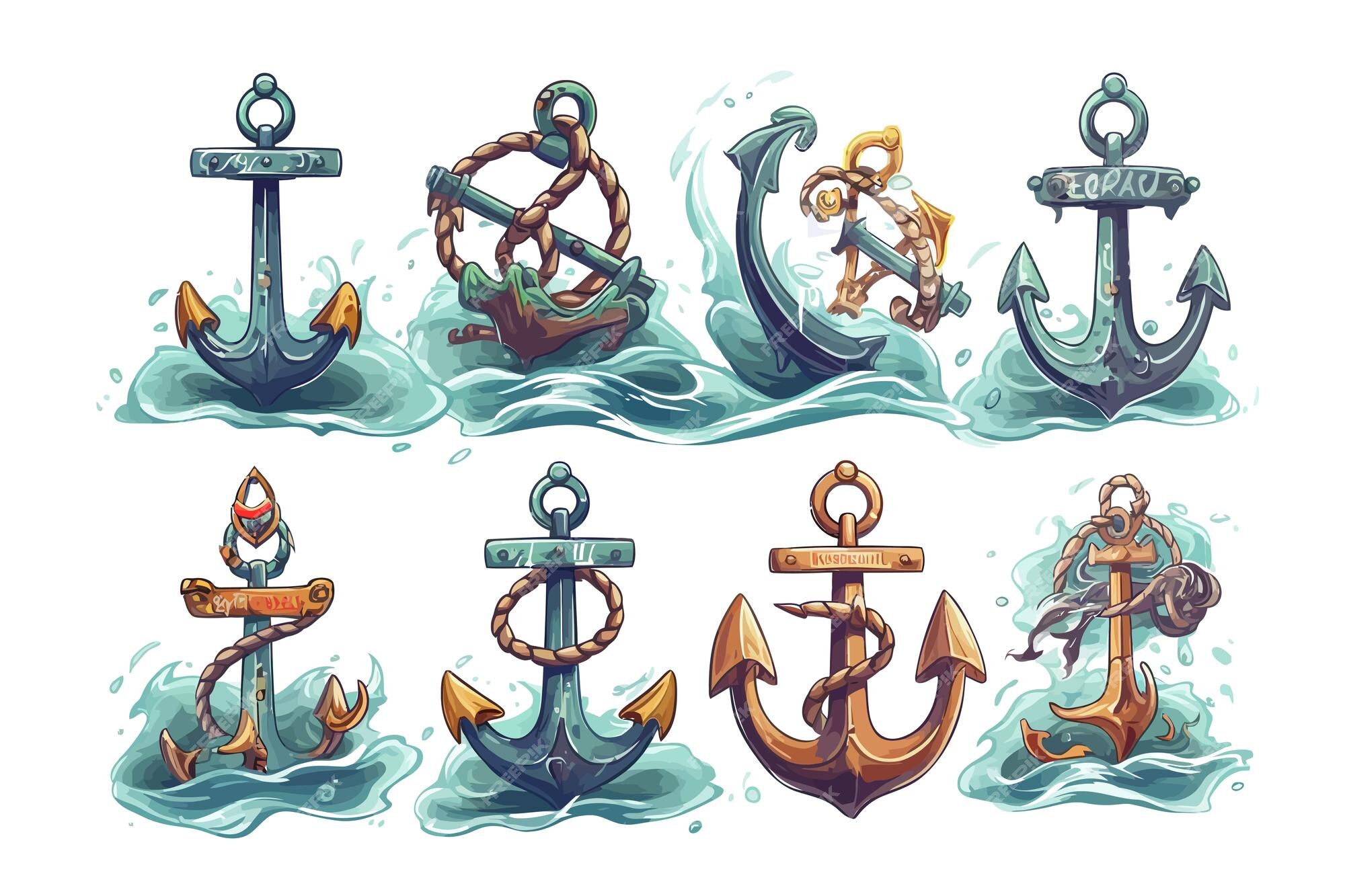 Premium Vector | Anchor vector set collection graphic clipart design