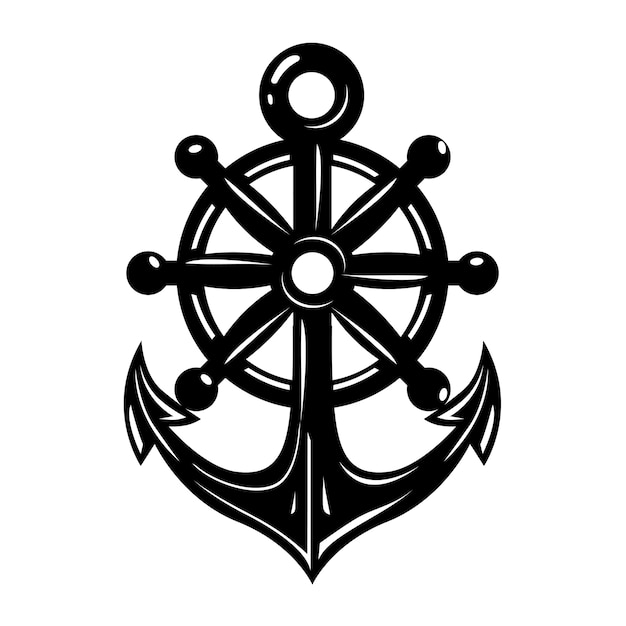 Vector anchor and wheel sail logo