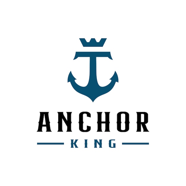 Anchor with Crown King Symbol Logo Design