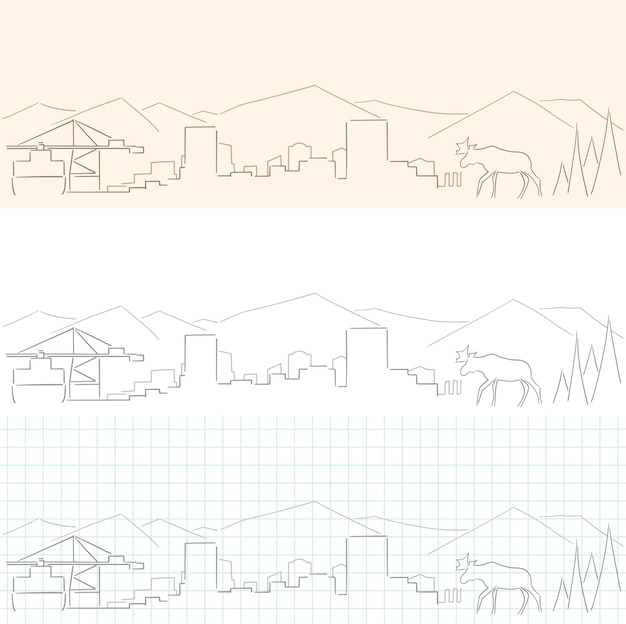 Vector anchorage hand drawn profile skyline