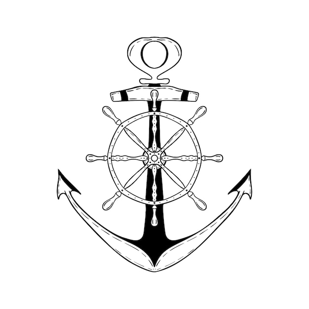 Anchors illustrations in art ink style