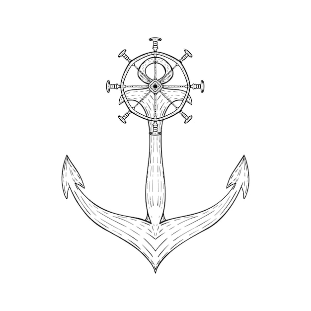 Vector anchors illustrations in art ink style