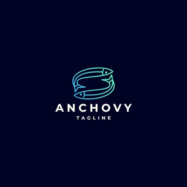 Вектор иконки логотипа анчоусов