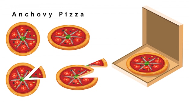 Vector anchovy pizza