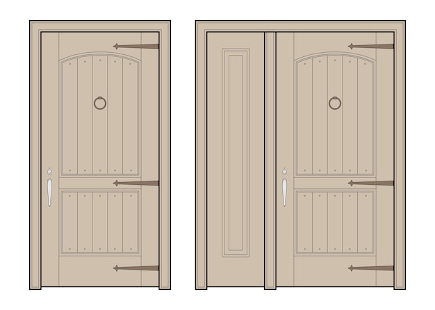 Ancient 2 doors. Flat design format vector.