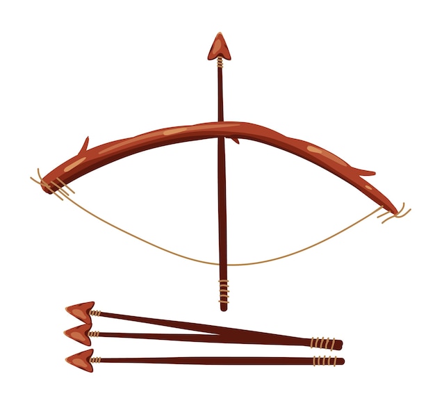 Ancient bow with arrow isolated design element illustration