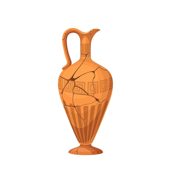 Vector ancient broken vase and pottery old cracked jug