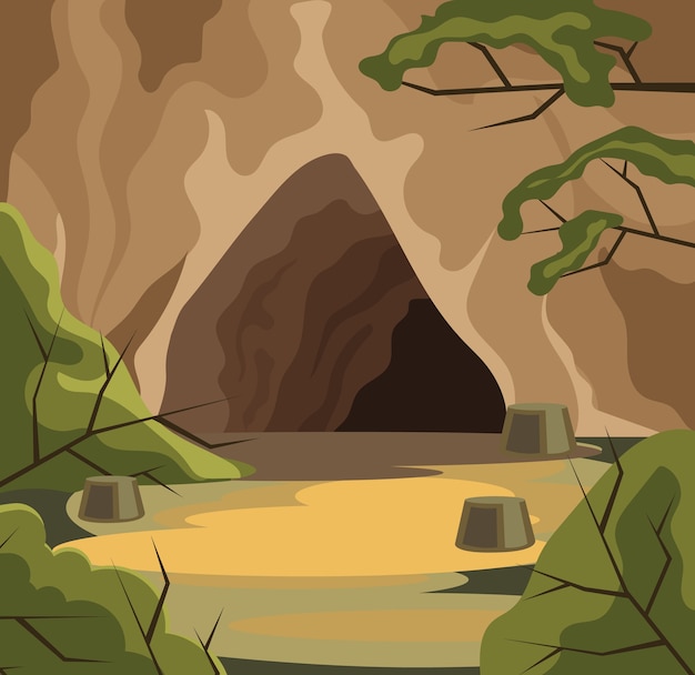 Vector ancient cave.