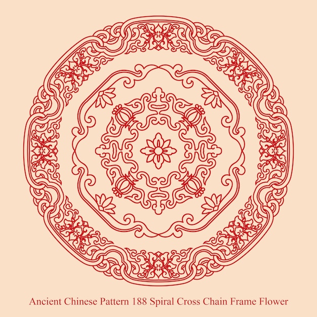 Ancient Chinese Pattern of Spiral Cross Chain Frame Flower