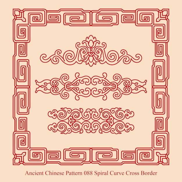 Ancient chinese pattern of spiral curve cross border