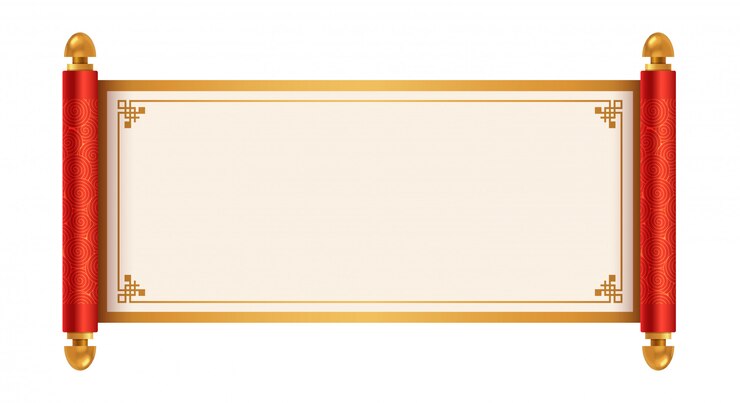 Vector ancient chinese scroll illustration with place for your text. cartoon style   illustration.