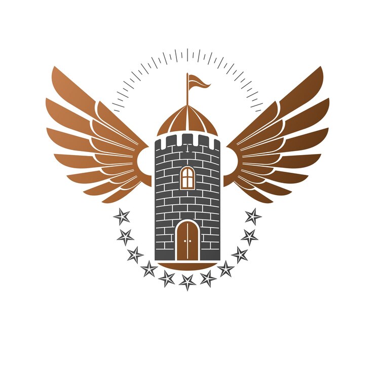 Vector ancient citadel emblem. heraldic vector design element. retro style label, heraldry logo. ornate logotype on isolated white background.