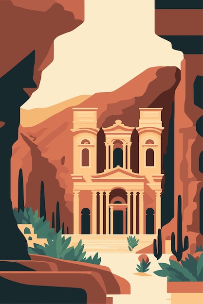 Ancient city of Petra Jordan Al Khazneh tourist attraction poster