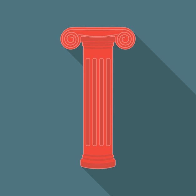 Vector ancient column icon with long shadow