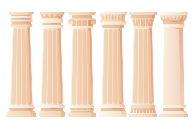 Древний набор колонн музей и выставка карикатурные греческие или римские столбы