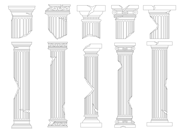 背景に分離された古代の列ベクトル設計図