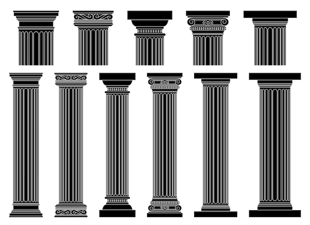 Vector ancient columns vector design illustration isolated on background