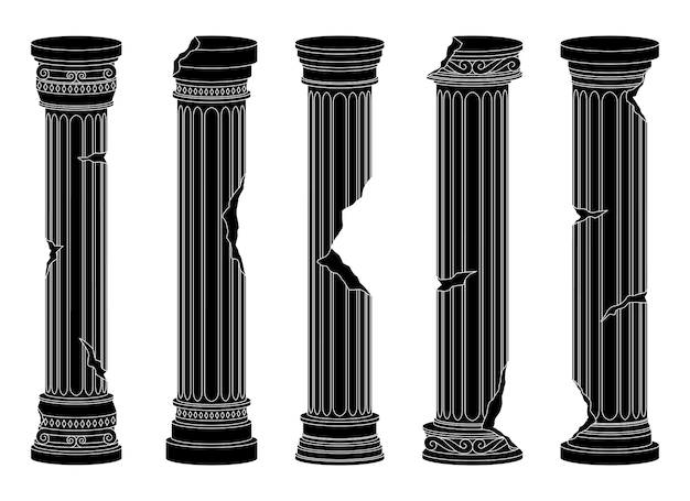 Vector ancient columns vector design illustration isolated on background