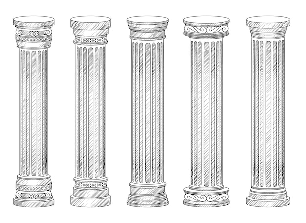 Colonne antiche disegno vettoriale illustrazione isolato su sfondo